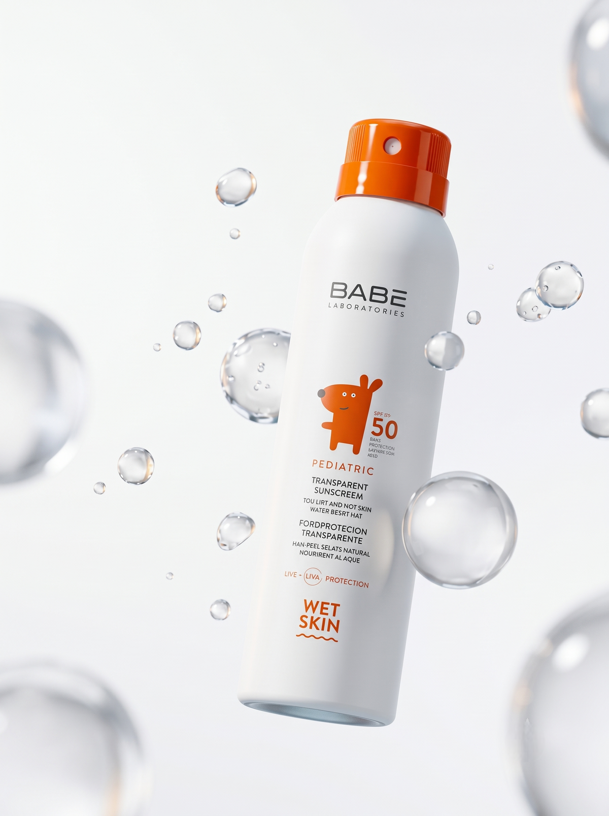 BABE Pediatric Transparent Sunscreen Wet Skin SPF 50