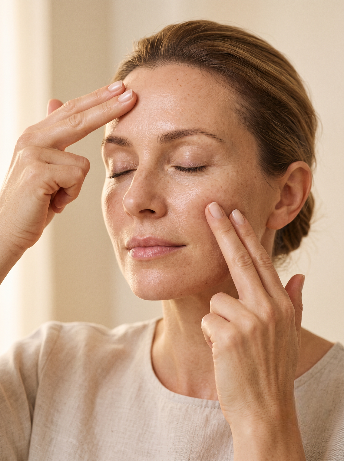 Apply an appropriate amount evenly over the face.