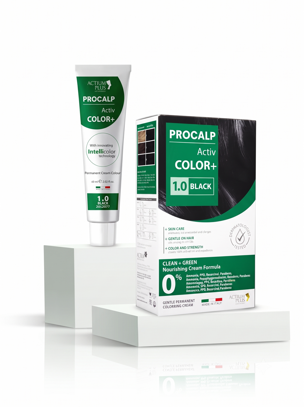 Actium Plus PROCALP Activ Color+ (Black 1.0 + Brown 3.0) Black & Brown Fusion Duo | 60ml × 2