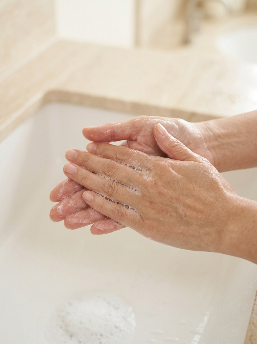 Wet the bathing bar and gently rub it between your wet palms to create a soft lather