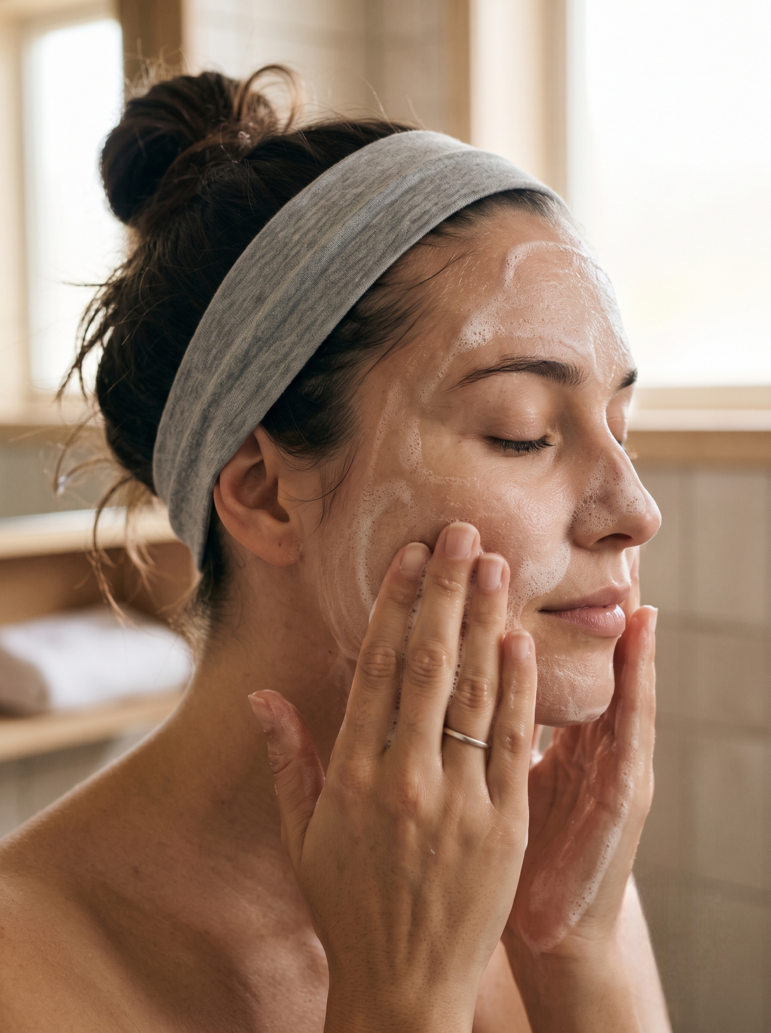 Apply the cleanser to wet skin once or twice daily as part of your regular cleansing routine.