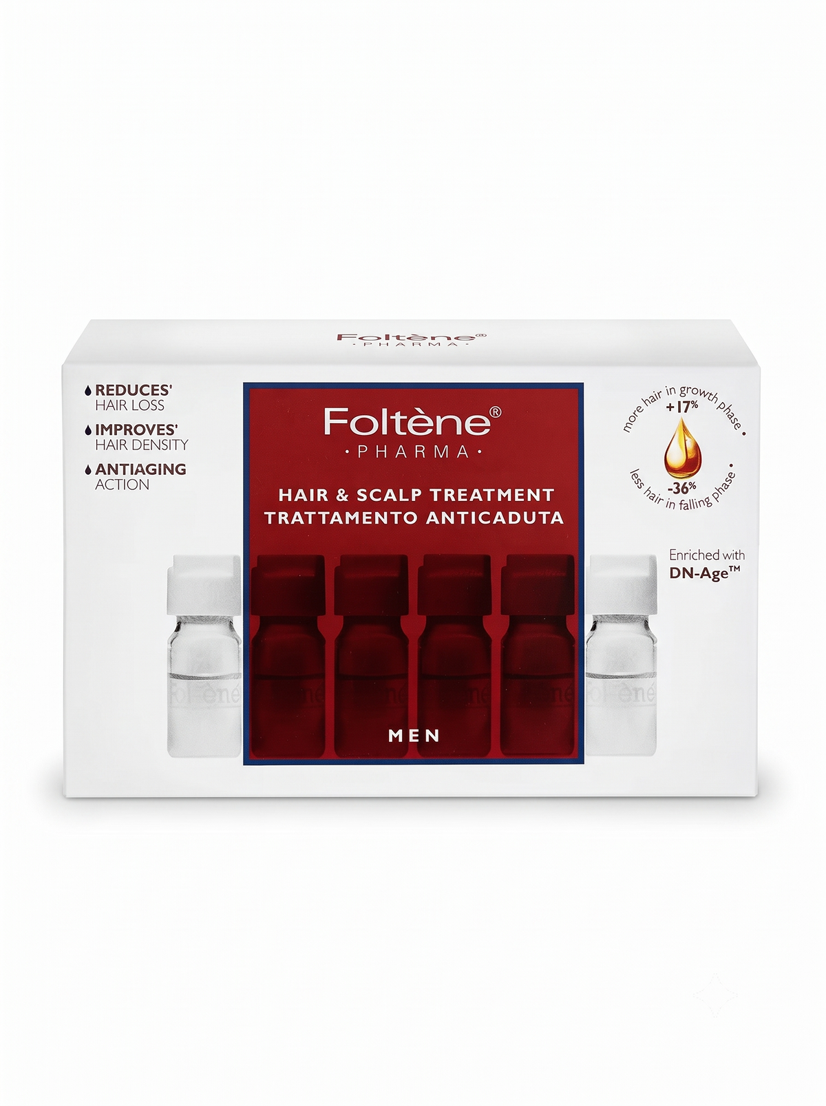 Foltene Pharma Hair & Scalp Treatment for Men Value Pack 12 Vials × 6ml