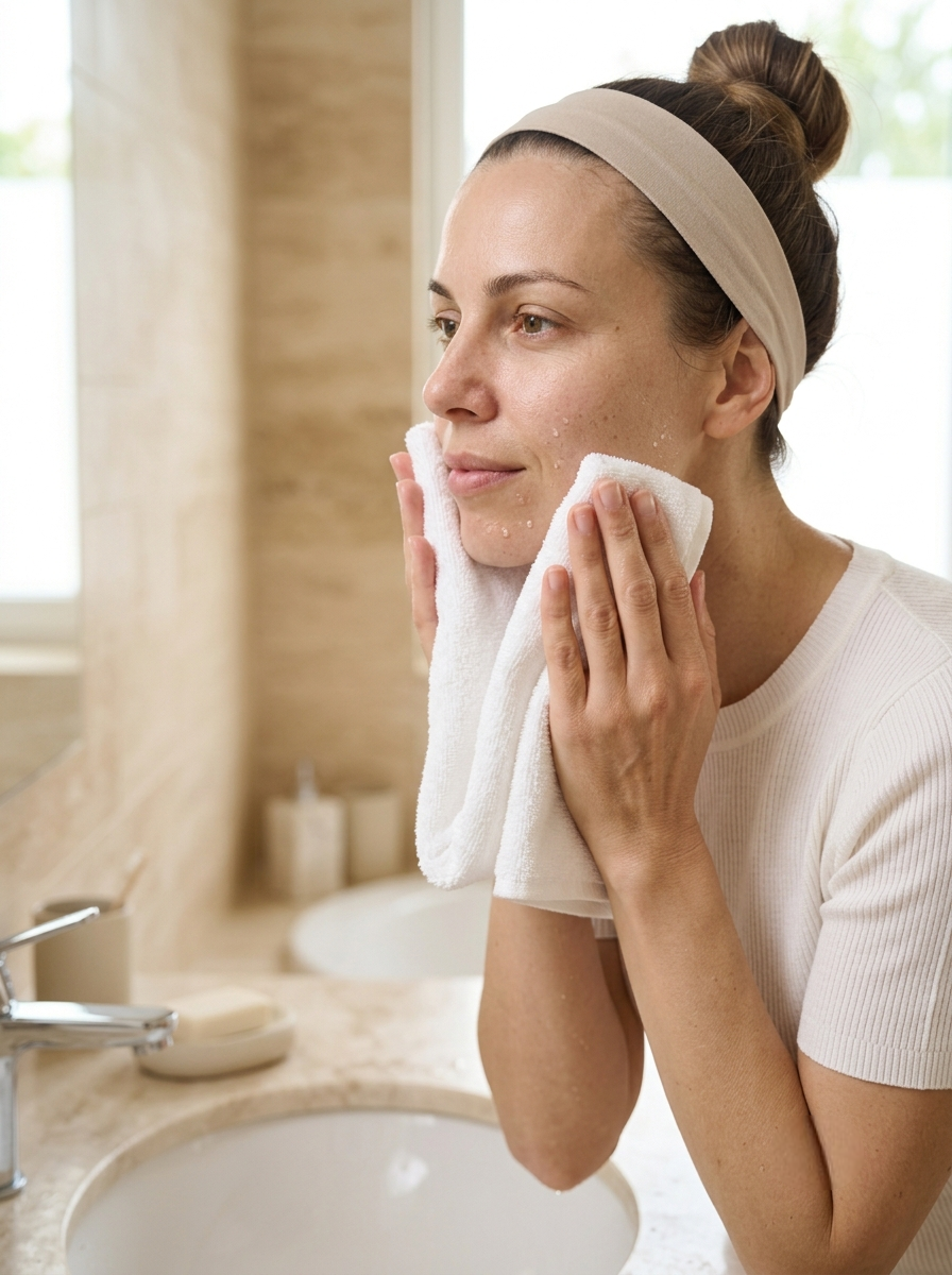 Cleanse your face and pat dry