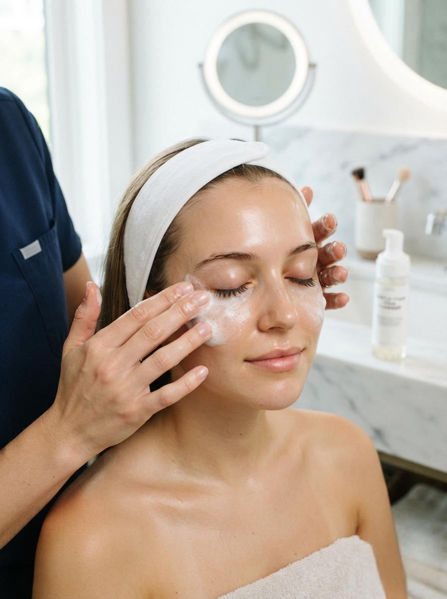 Dot the cream evenly across your face, neck, and all other sun-exposed areas of your skin