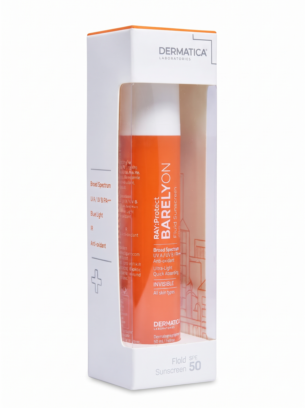 Dermatica Ray Protect BarelyOn Fluid Sunscreen SPF 50