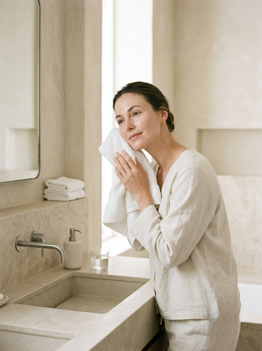 Cleanse your face thoroughly and gently pat the skin dry