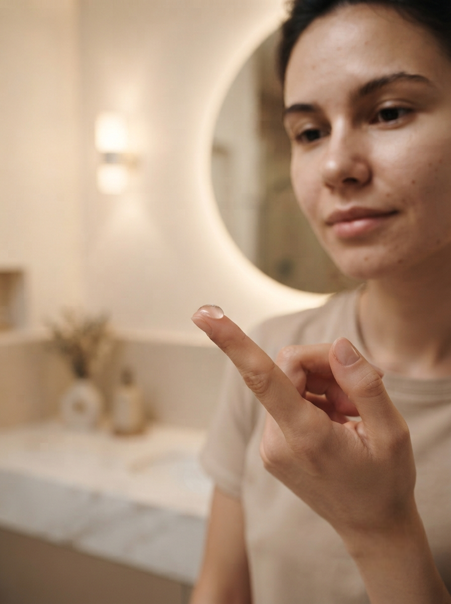 Dispense a suitable amount of gel using the applicator before applying it evenly to the face