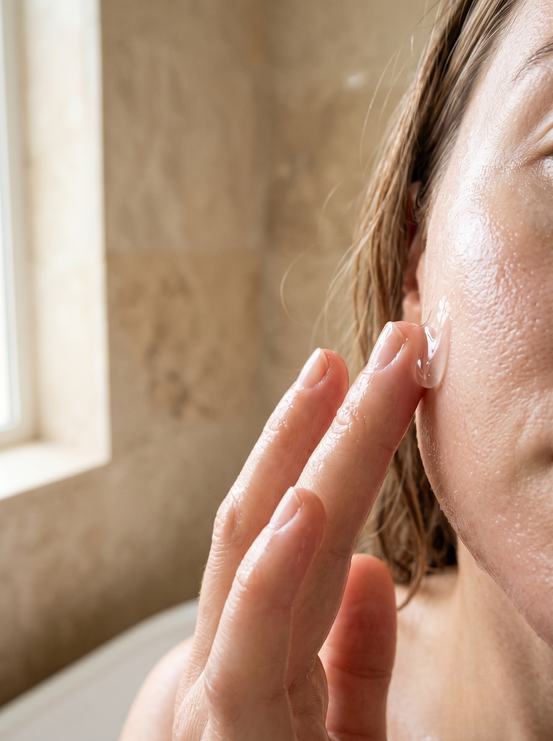 Apply a thin, even layer over the face and neck.