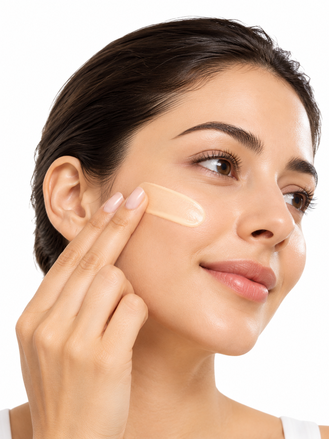 Take a generous, coin-sized amount of the Pigmentbio Daily Care cream onto your clean fingertips