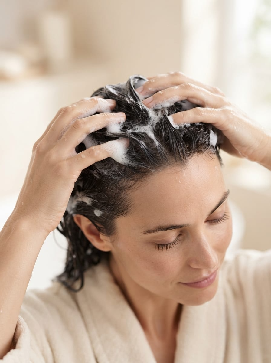Gently massage the scalp using your fingertips