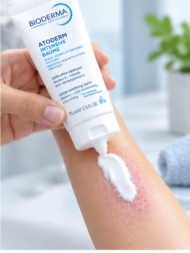 Apply a generous layer of Bioderma Atoderm Intensive Baume onto the skin once or twice daily.